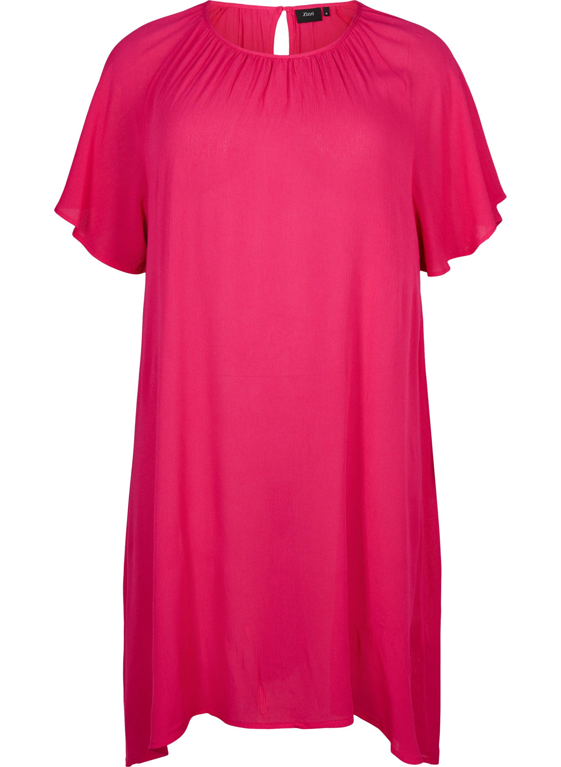 Zizzi Robe en viscose &agrave; manches courtes, Bright Rose, Packshot image number 0