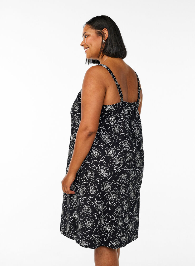 Midi-Tr&auml;gerkleid aus Bio-Baumwolle., Schwarz, Model image number 2