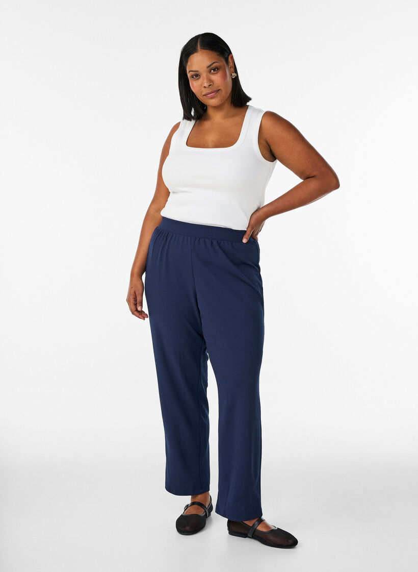 Pantalon &agrave; coupe droite, Bleu, Model image number 1