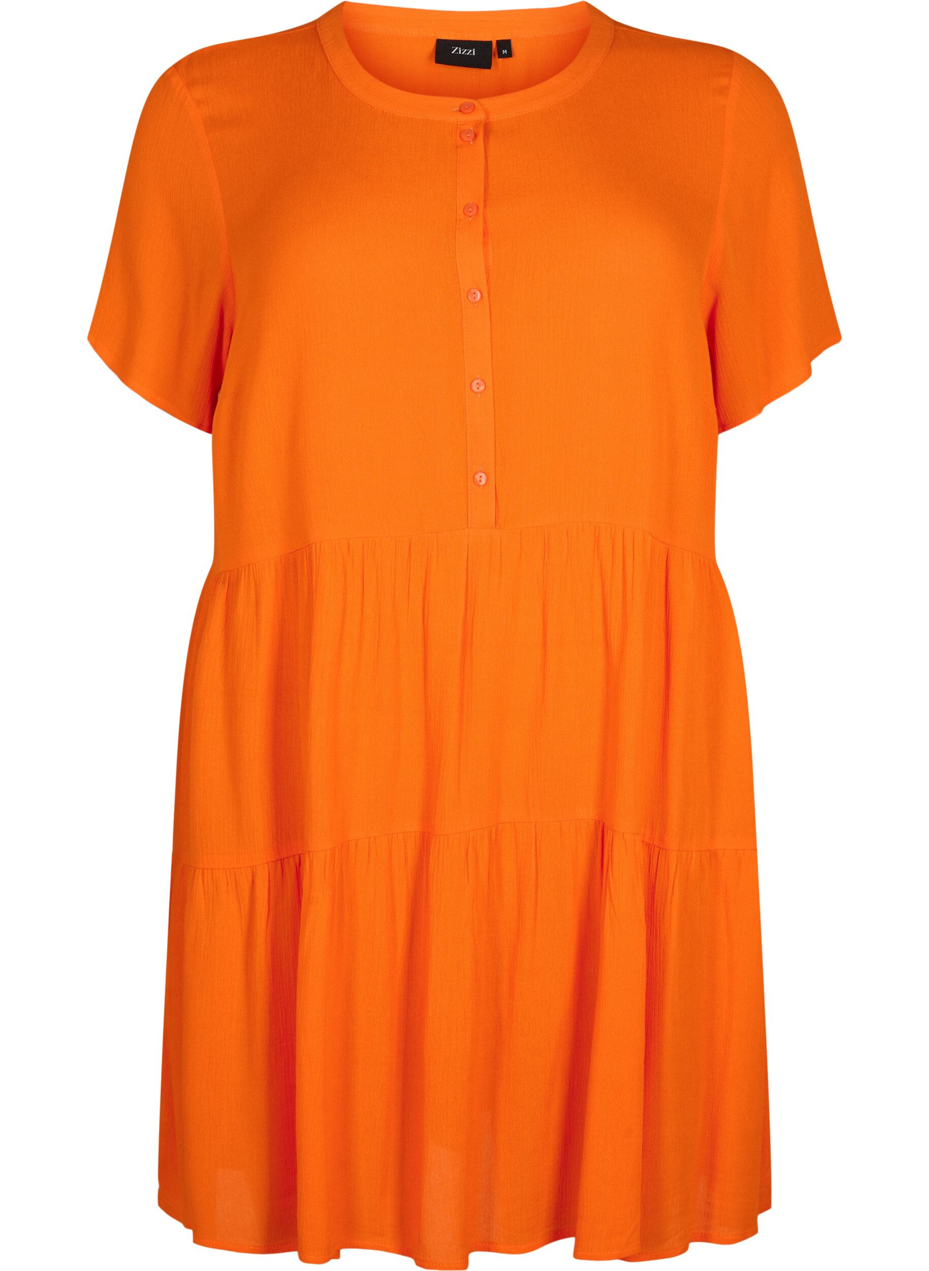 Zizzi Robe en viscose &agrave; manches courtes en forme trap&egrave;ze , Exuberance, Packshot image number 0