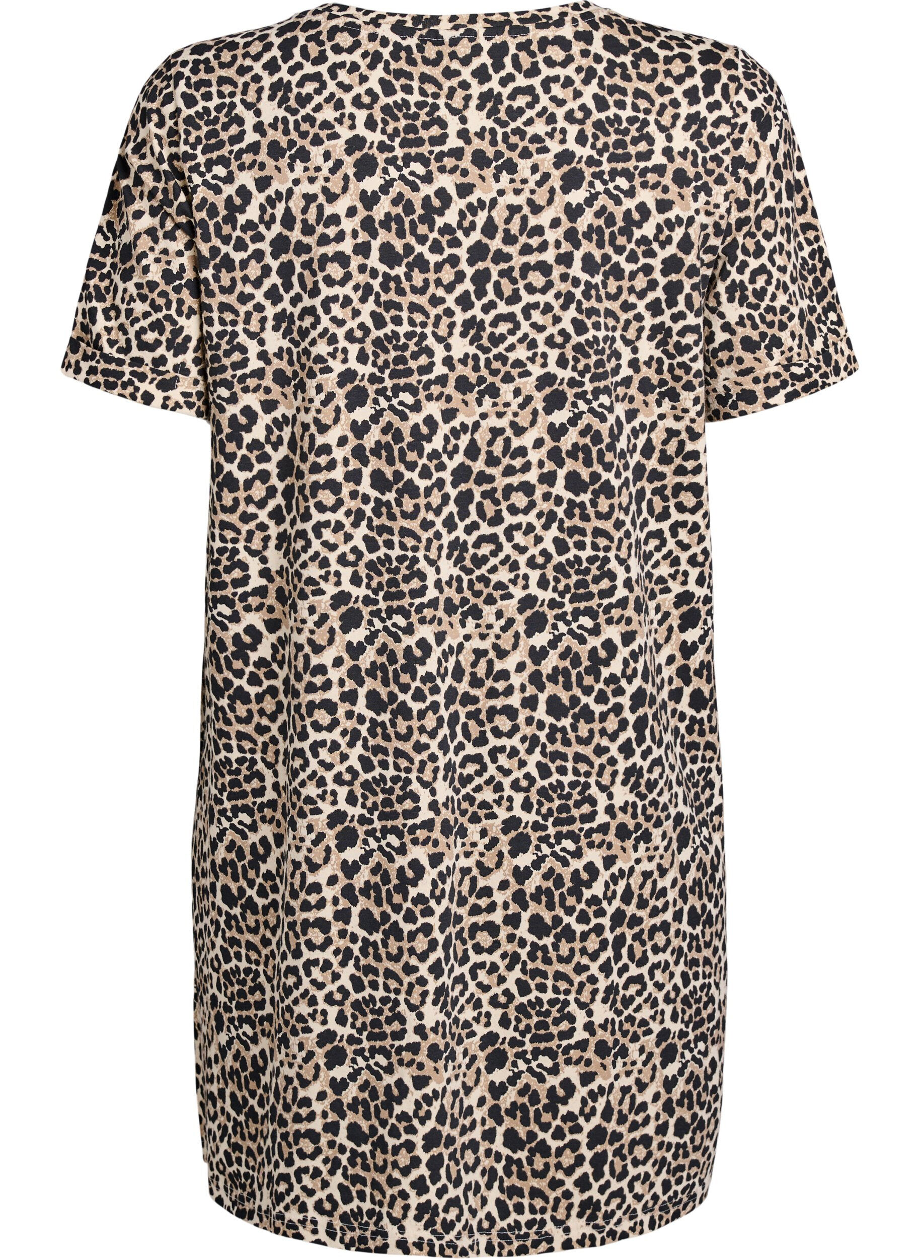 Zizzi Robe T-shirt courte en jersey de coton, Marron, Packshot image number 1