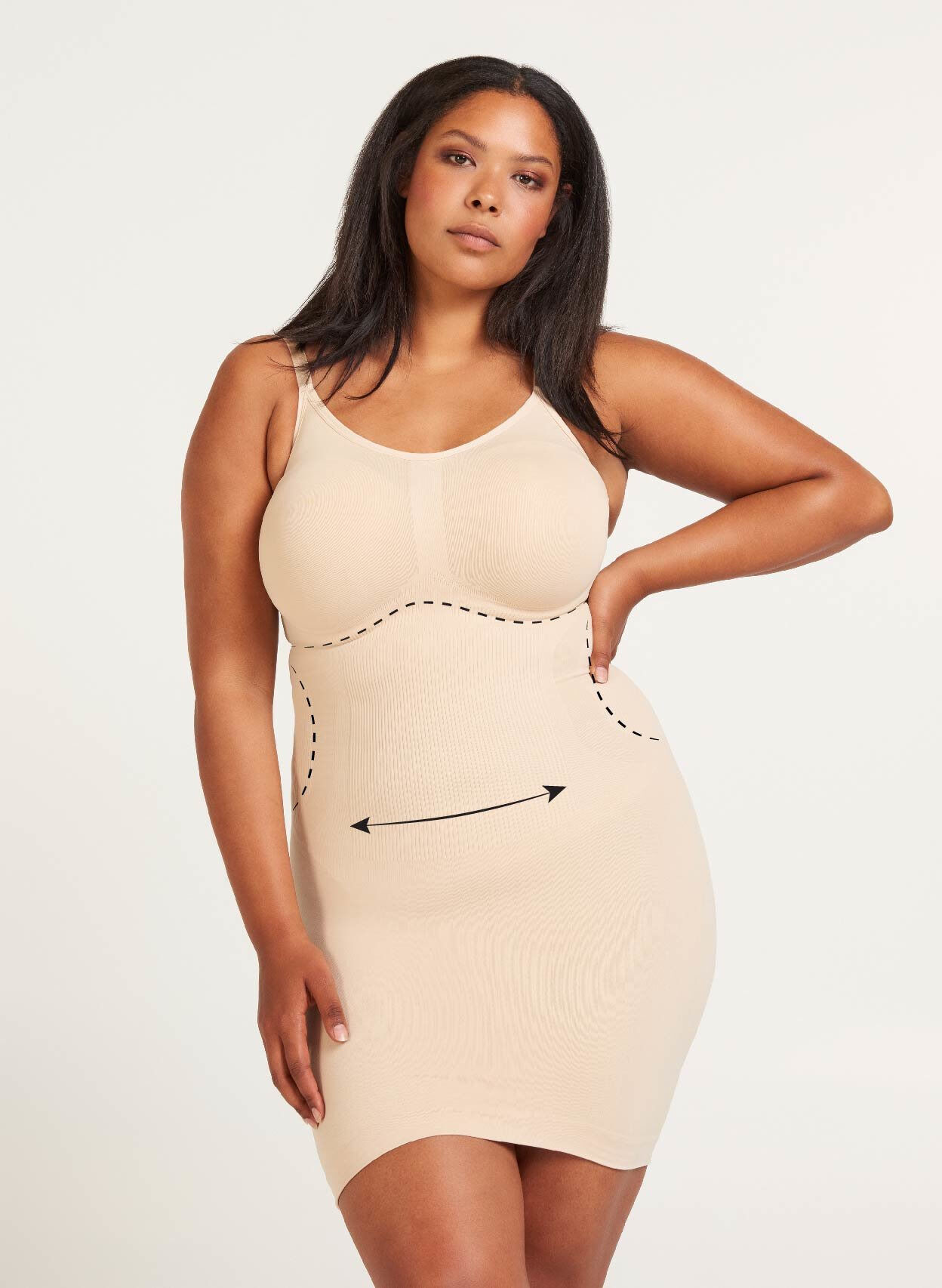 Zizzi Shapewear Kleid mit breiten Tr&auml;gern, Beige, Model image number 0