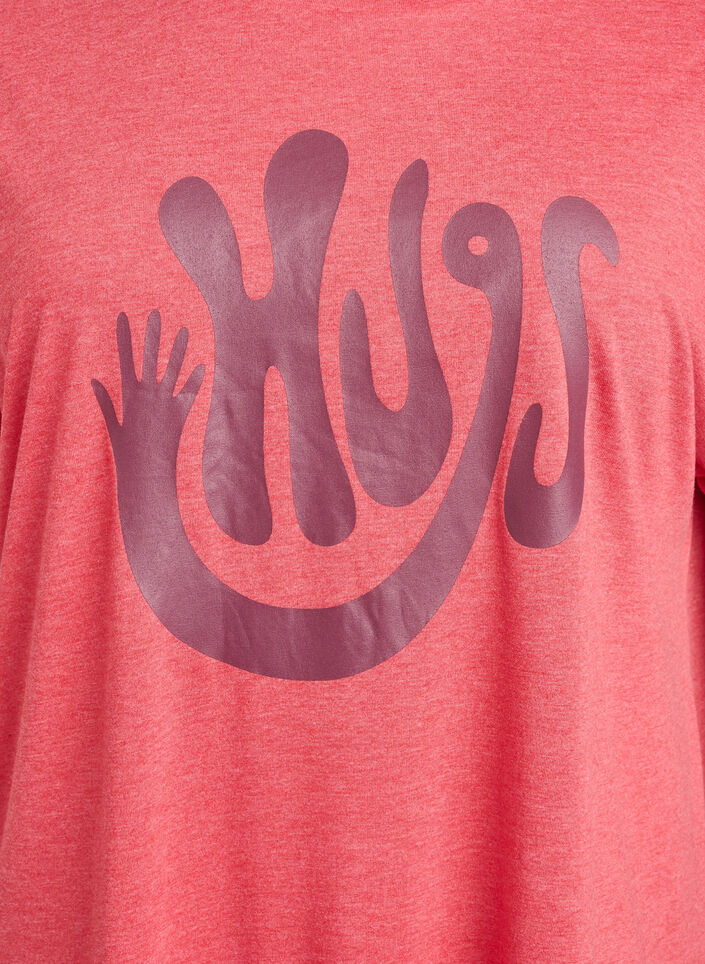 Chemise de nuit &agrave; manches courtes avec imprim&eacute; de texte, Rouge, Packshot image number 2