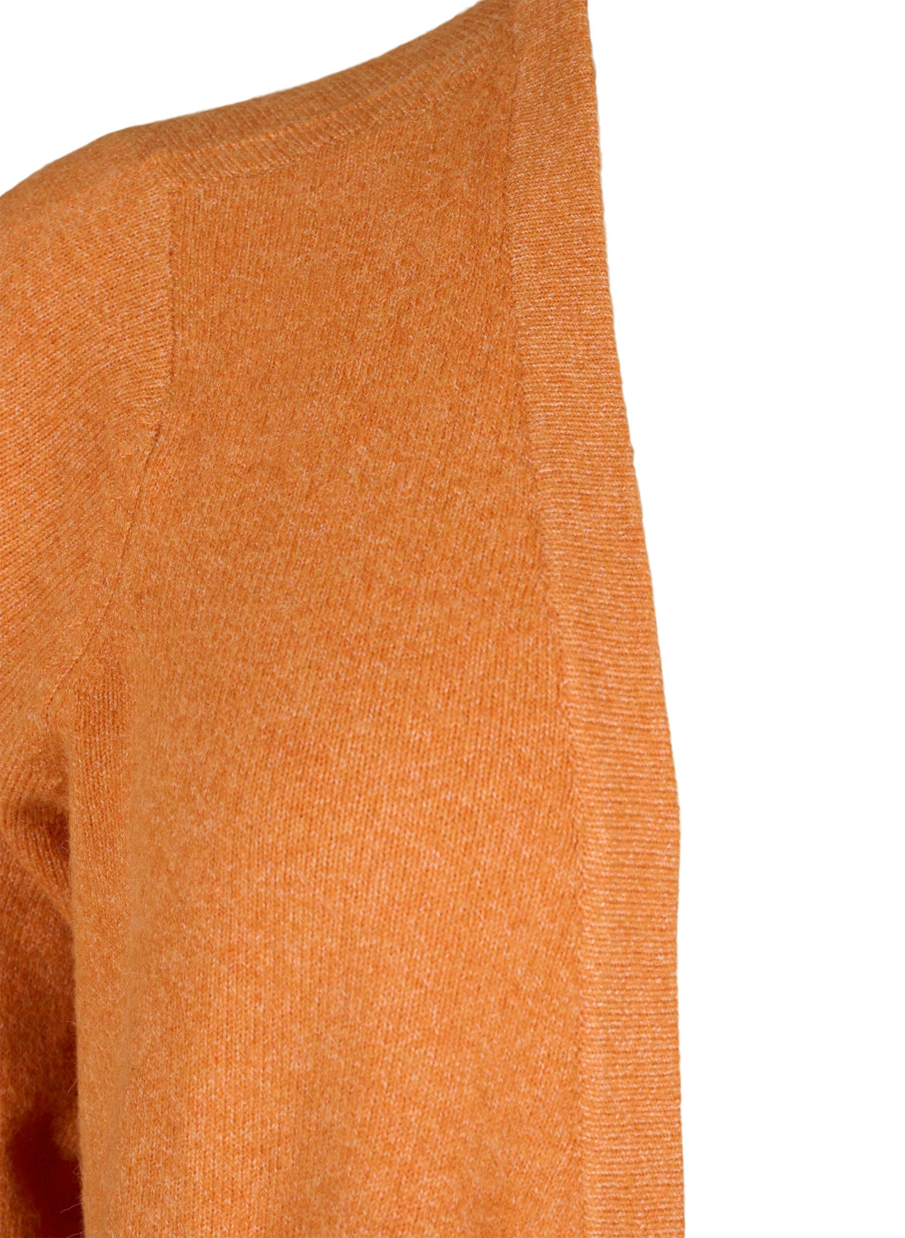 Zizzi Strickjacke mit Rippenstrick und Taschen, Orange, Packshot image number 2