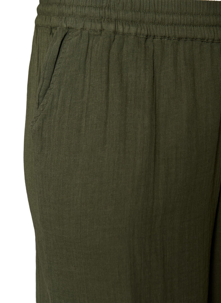 Short ample en mousseline de coton taille haute, Vert, Packshot image number 2