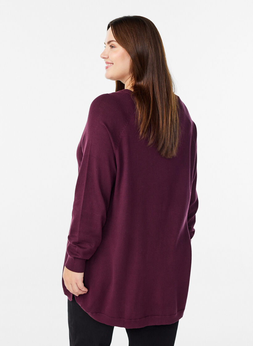 Blouse en maille avec boutons sur le c&ocirc;t&eacute;, Bordeaux, Model image number 2