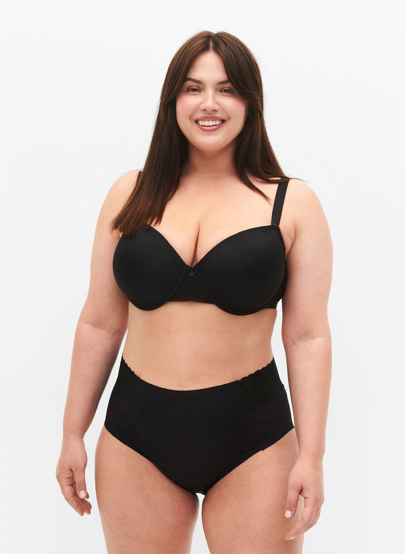 2-pack de culottes avec dentelle et taille régulière, Black, Model image number 0