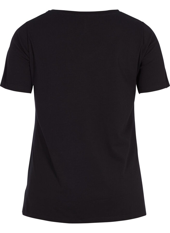 T-shirt en coton uni basique, Noir, Packshot image number 1