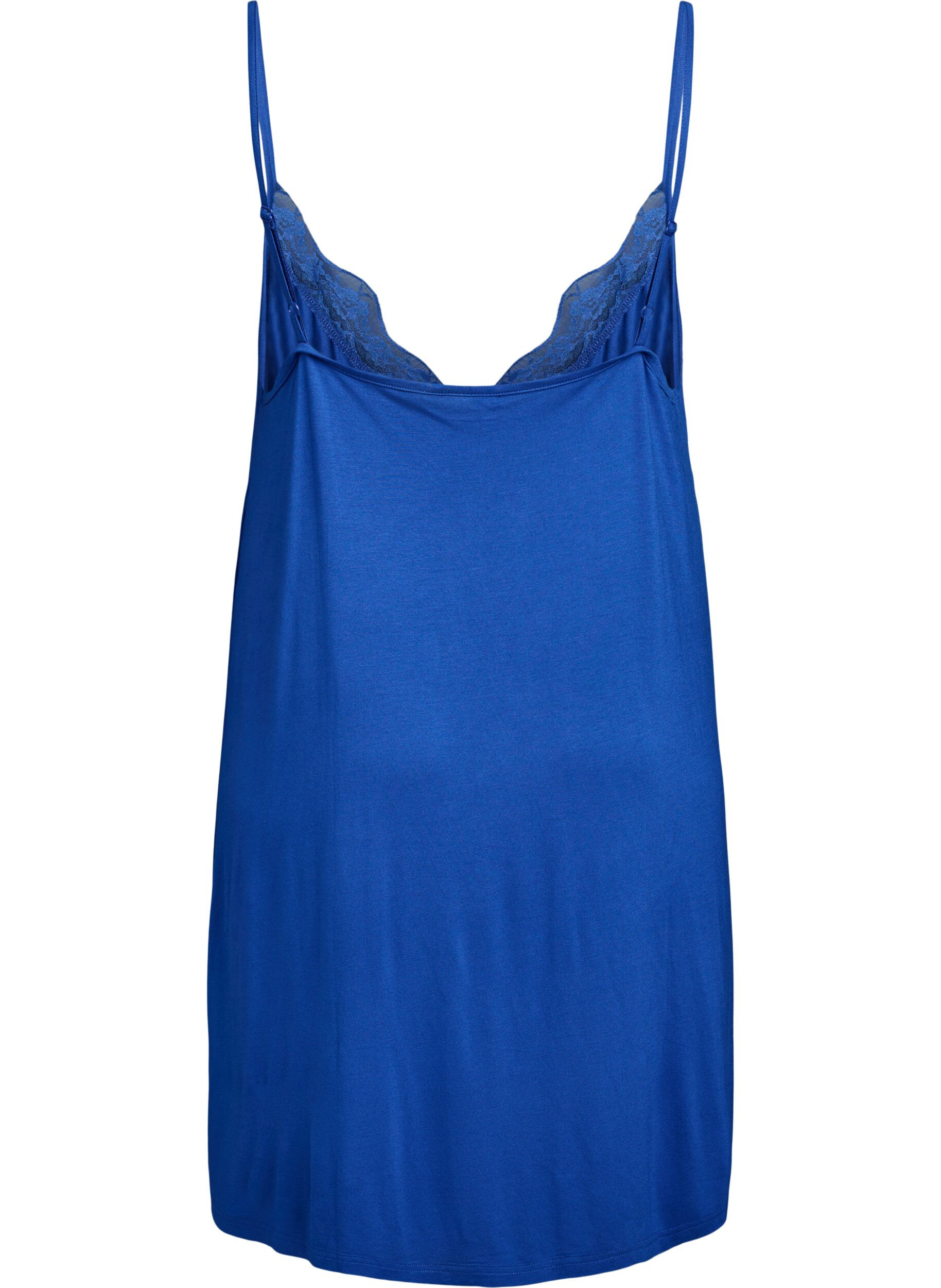ZizziNachthemd aus Viskose mit Spitzenbesatz, Blau, Packshot image number 1