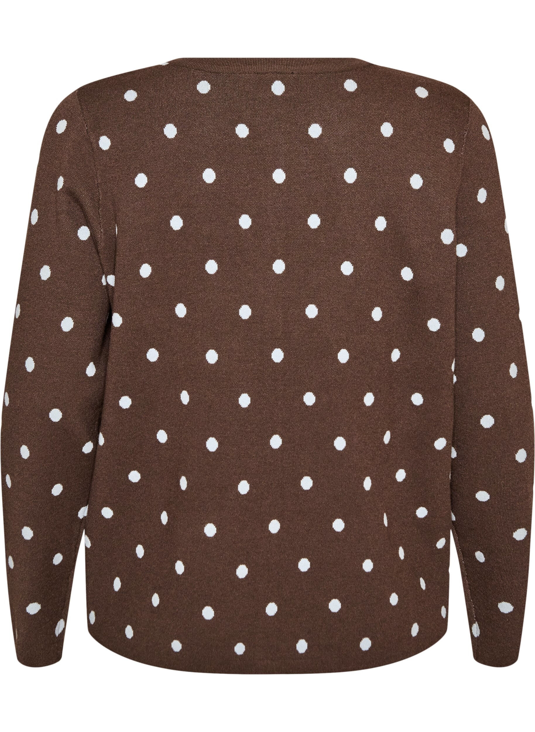 ZizziCardigan &agrave; pois et fermeture boutonn&eacute;e, Marron, Packshot image number 1
