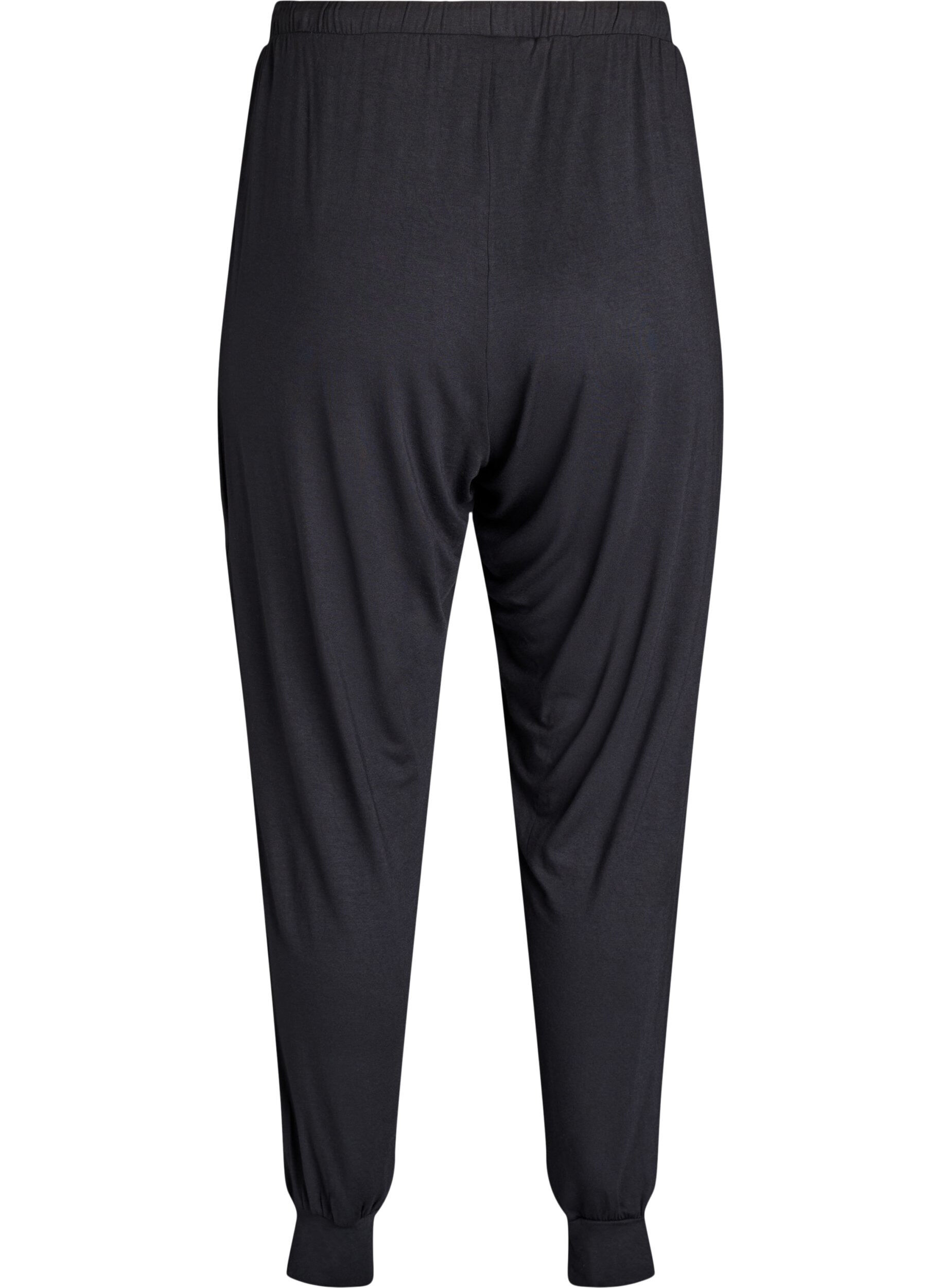 Zizzi Pantalon de nuit taille haute en modal, Noir, Packshot image number 1
