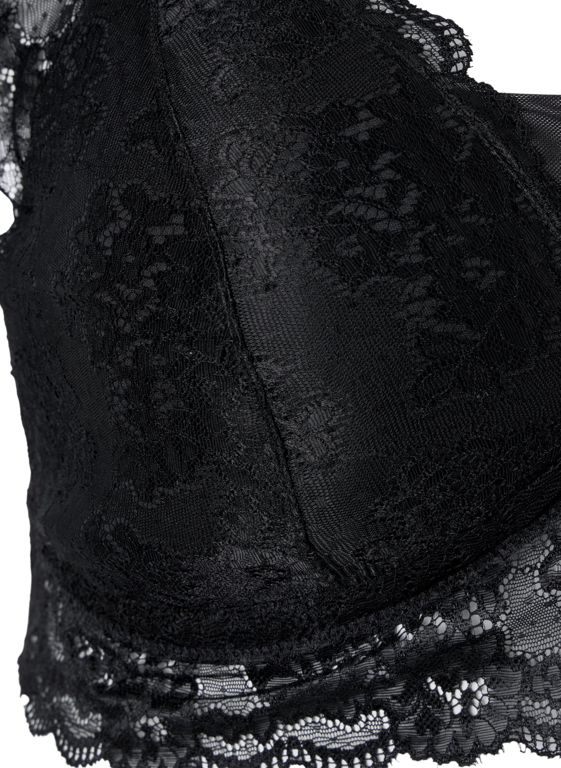 Zizzi Soutien-gorge avec dentelle et rembourrage doux, Black, Packshot image number 3