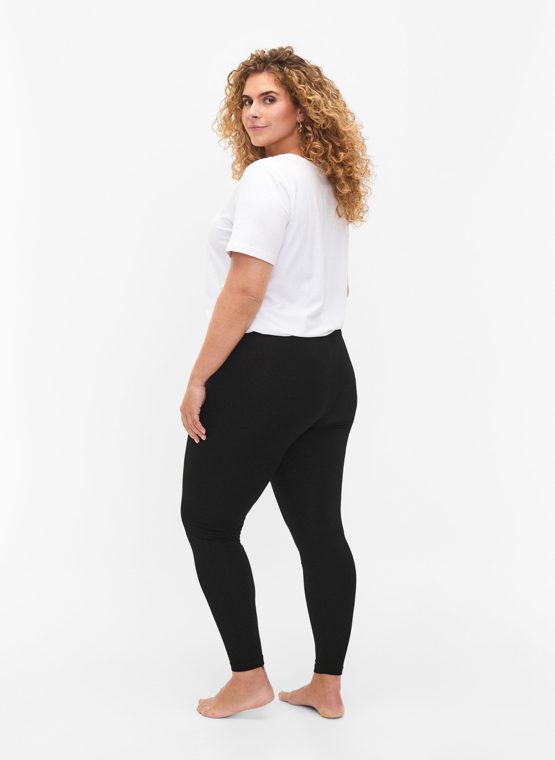 Zizzi FLASH - 2-pack leggings en coton, Noir, Model image number 2