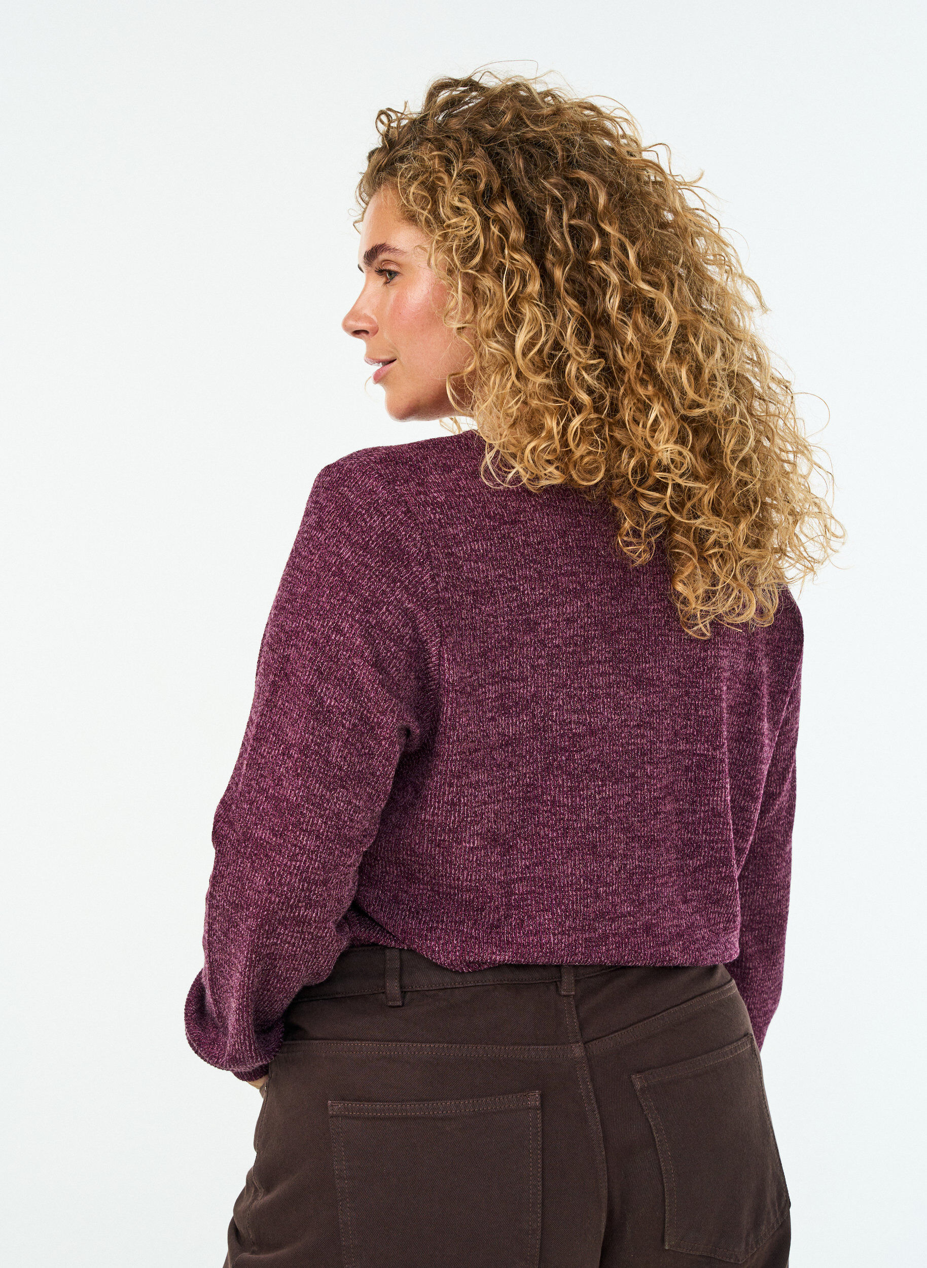 ZizziBluse aus Jersey mit V-Ausschnitt und langen &Auml;rmeln, Dunkles Bordeaux, Model image number 2