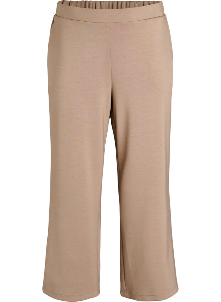 Pantalon d'int&eacute;rieur taille haute &agrave; jambes droites, Beige, Packshot image number 0
