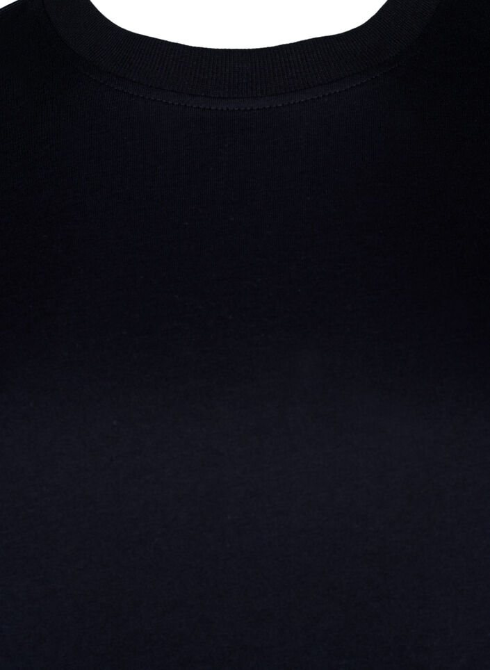 T-shirt basique en coton &agrave; col rond, Noir, Packshot image number 2
