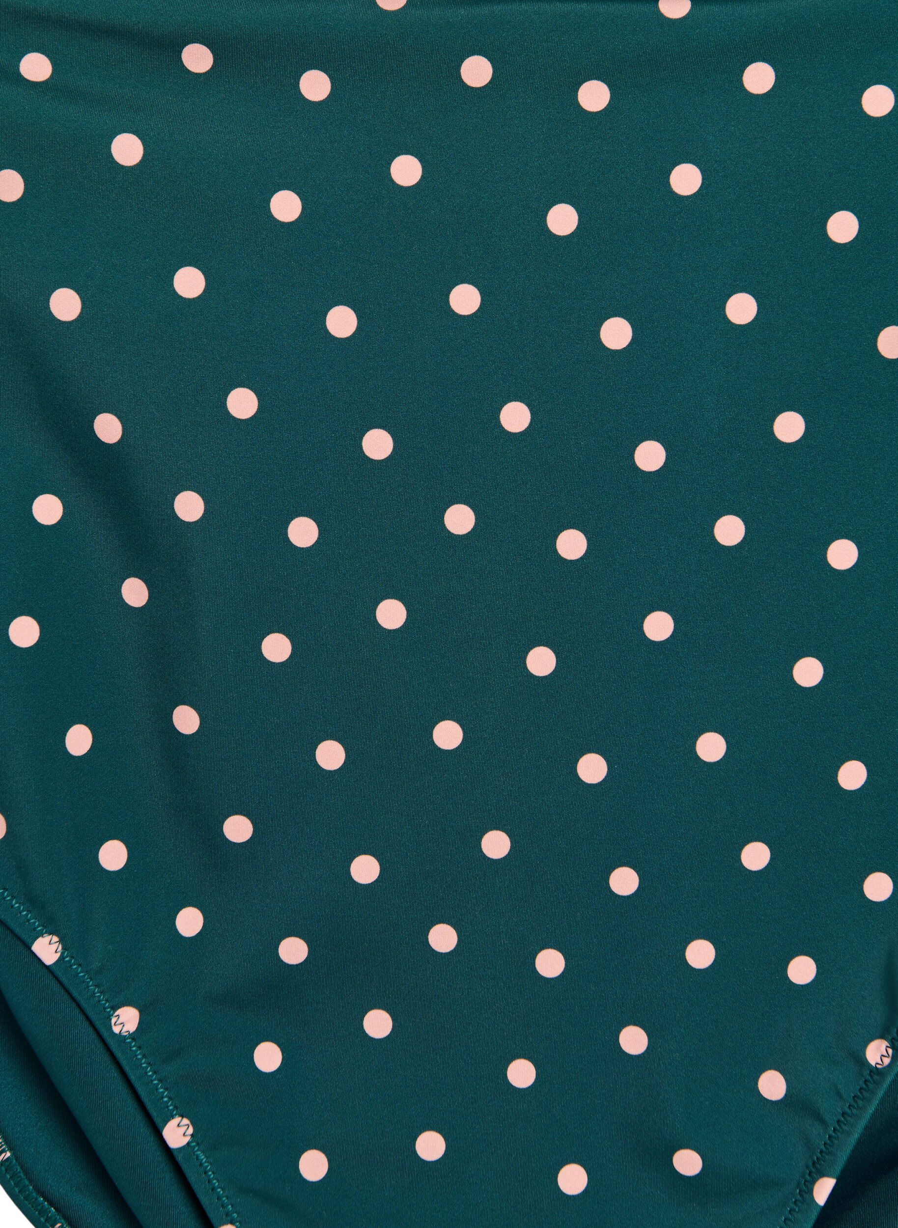 Zizzi Culotte de bikini taille tr&egrave;s haute &agrave; imprim&eacute; floral, Vert fonc&eacute;, Packshot image number 2