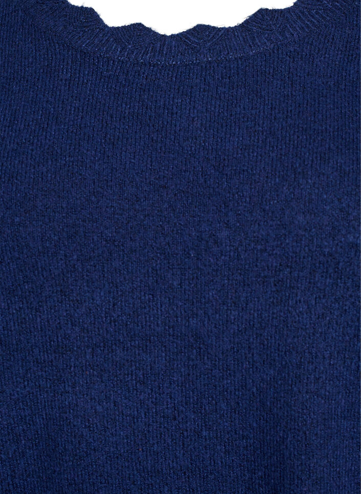 Strickbluse mit Wellenkante, Blau, Packshot image number 2