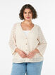 Strickjacke mit Lochstickerei und V-Ausschnitt, Beige, Model image number 0