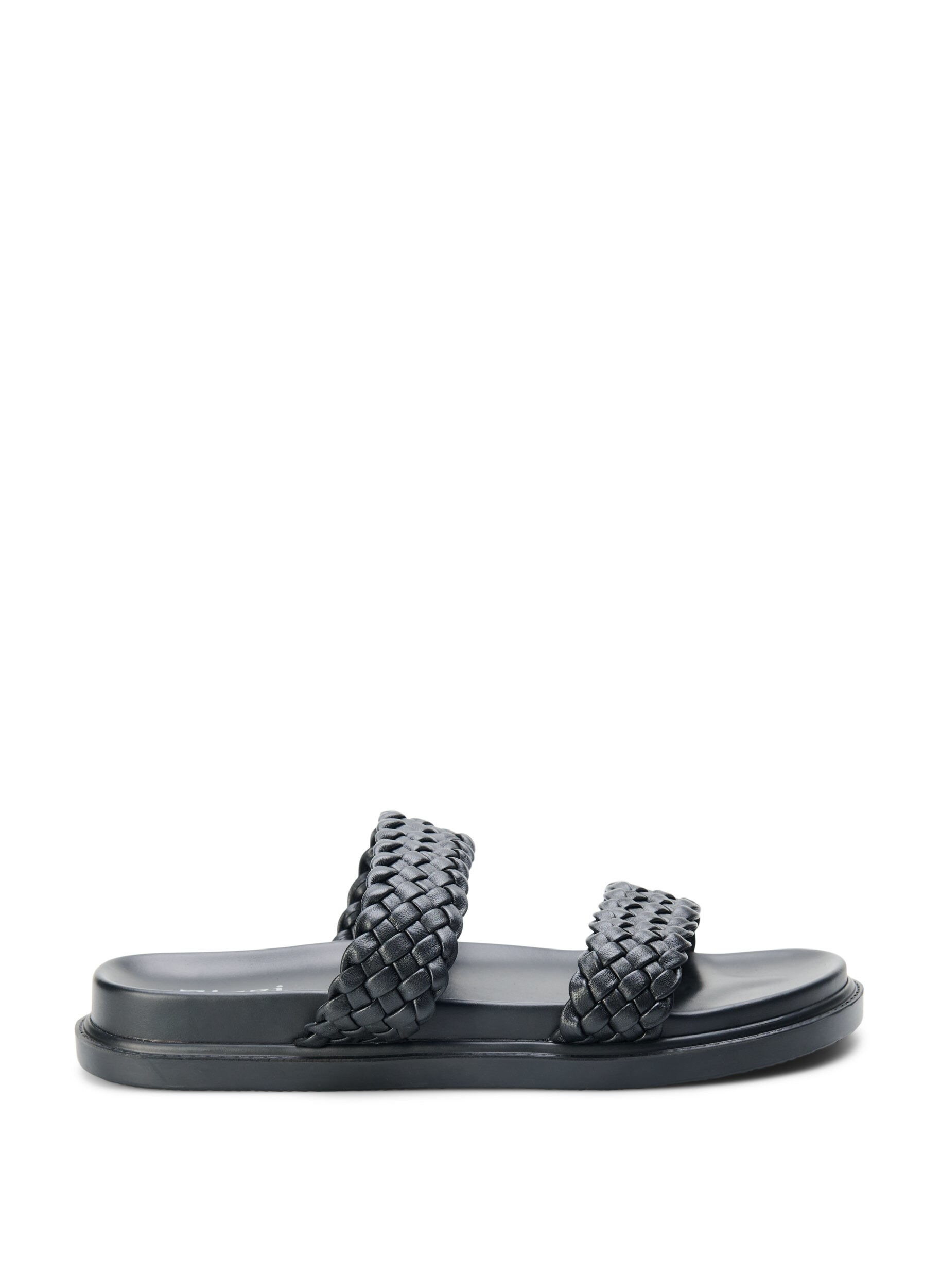 Zizzi Wide Fit Sandalen aus Leder, Black, Packshot image number 0