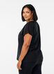 Lockeres Trainings-T-Shirt mit V-Ausschnitt, Schwarz, Model image number 2