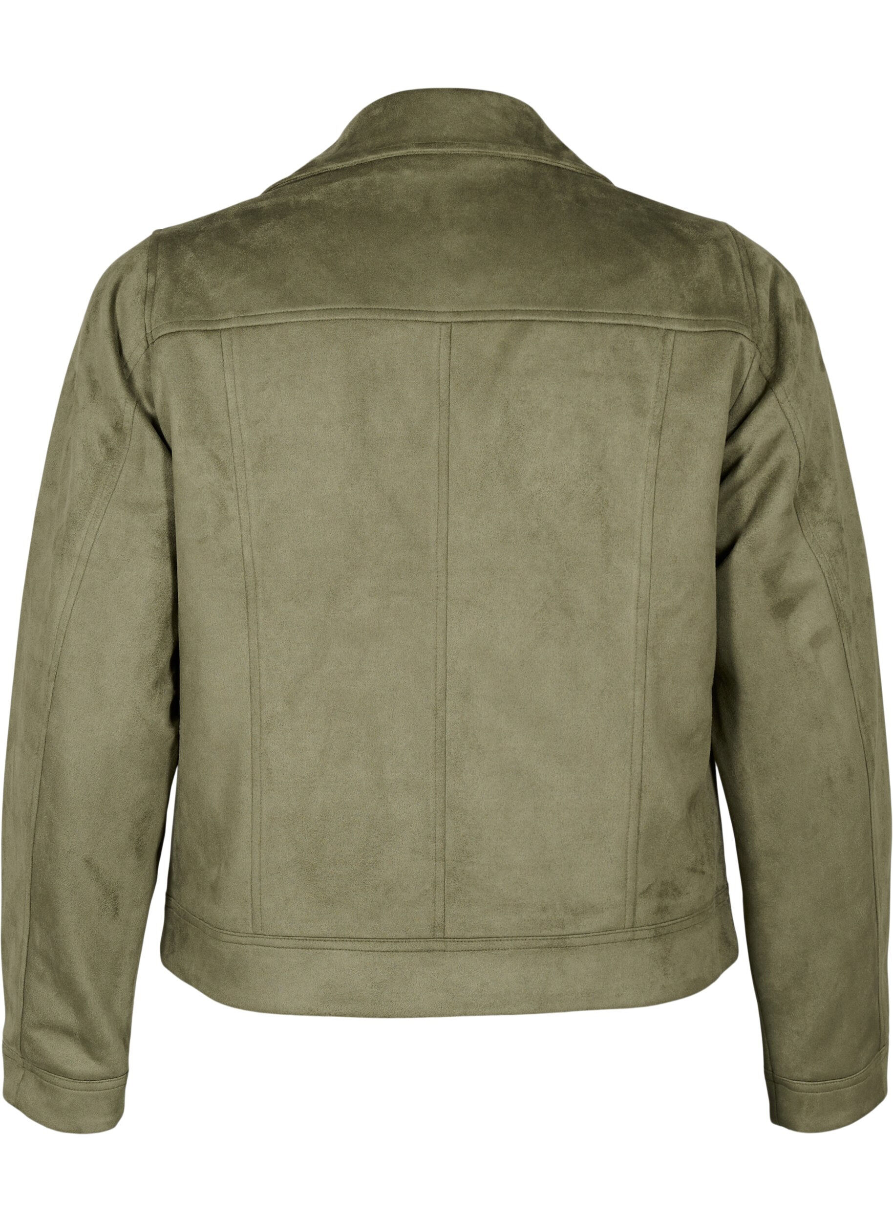 Zizzi Veste de motard en faux daim, Dusty Olive, Packshot image number 1