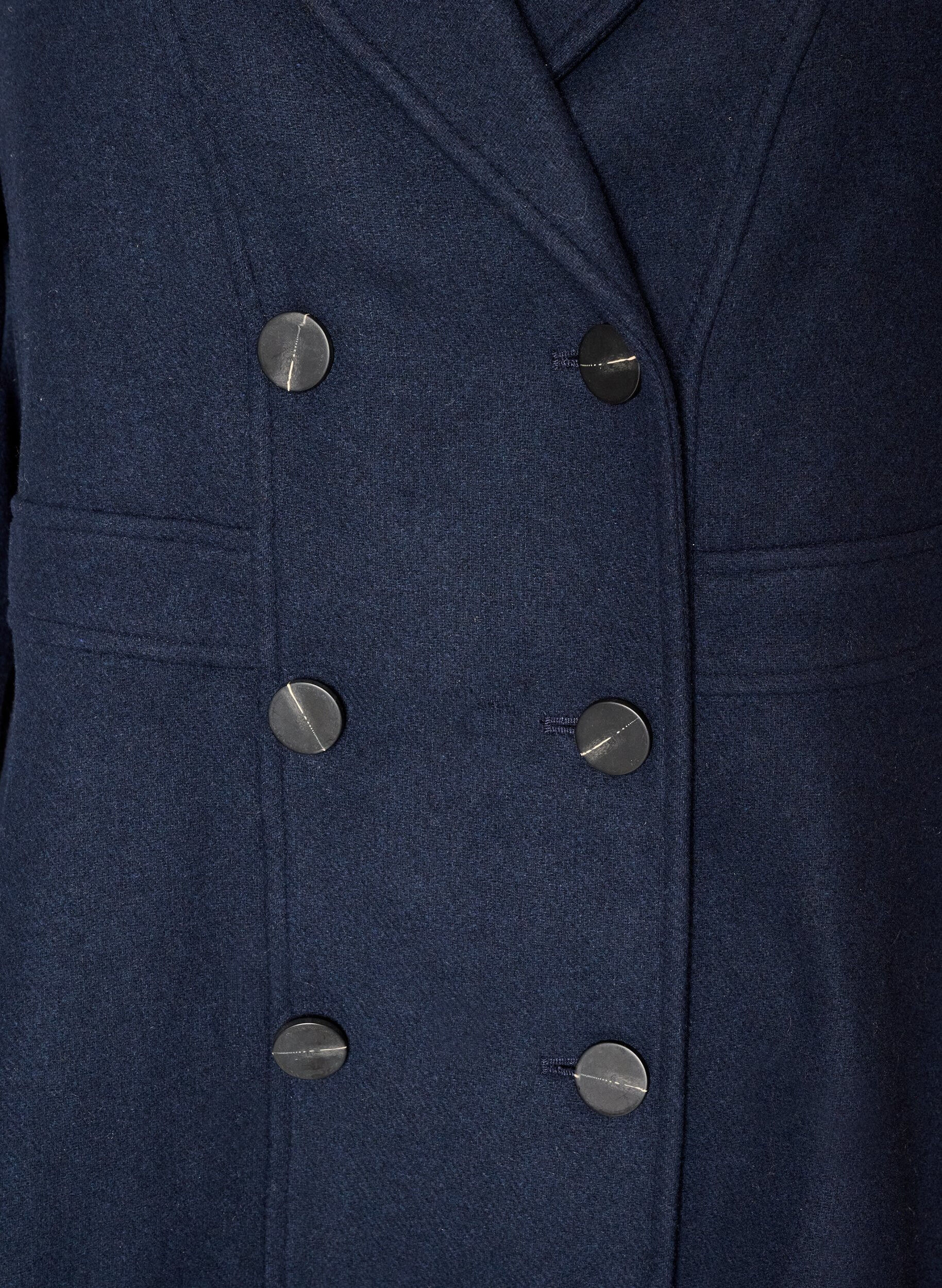 ZizziManteau en laine coupe A avec poches, Bleu, Packshot image number 2