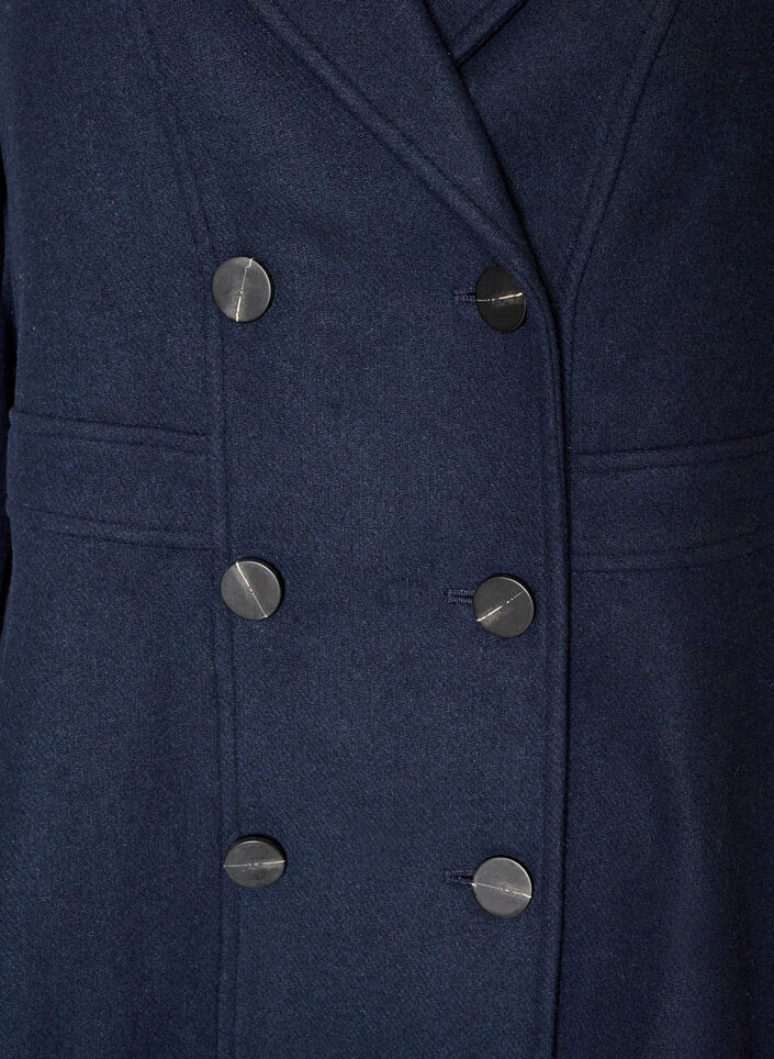 Manteau en laine coupe A avec poches, Bleu, Packshot image number 2