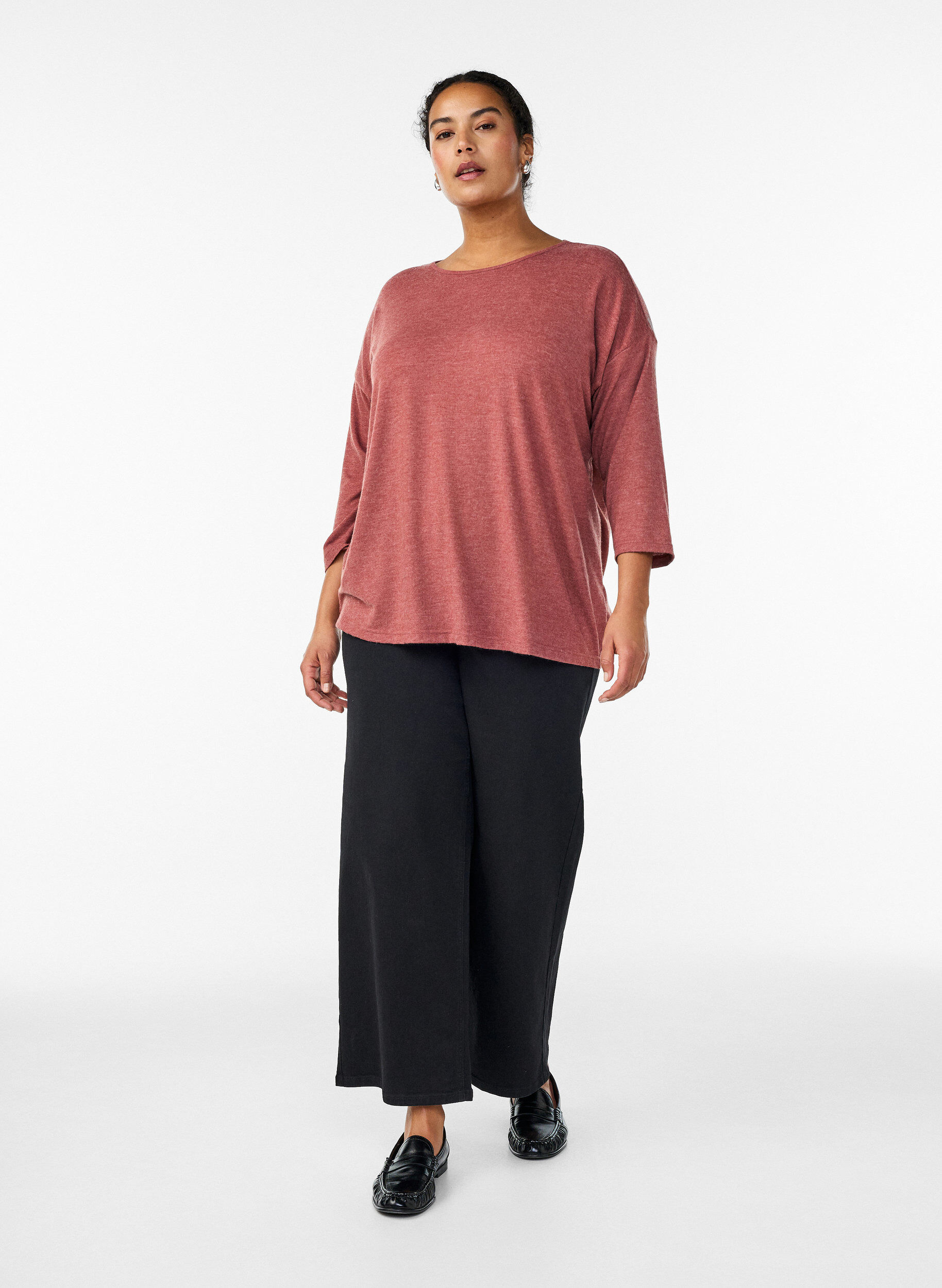 ZizziBlouse en jersey avec manches 3/4, Bordeaux, Model image number 1
