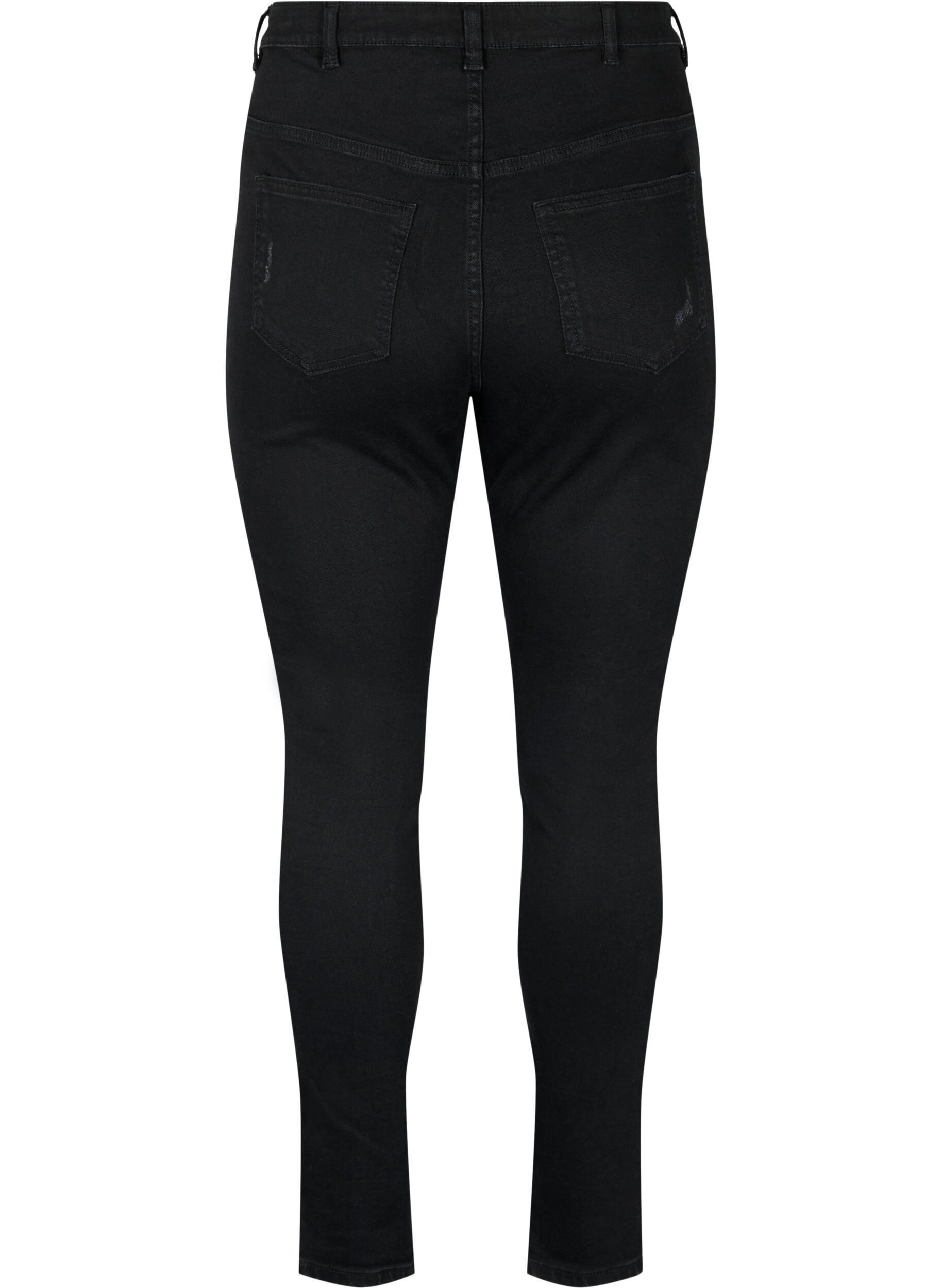 Zizzi Jeans moulants avec d&eacute;tails d'usure, Black, Packshot image number 1