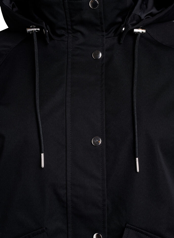 Kurze Fr&uuml;hlingsjacke mit abnehmbarer Kapuze, Schwarz, Packshot image number 2