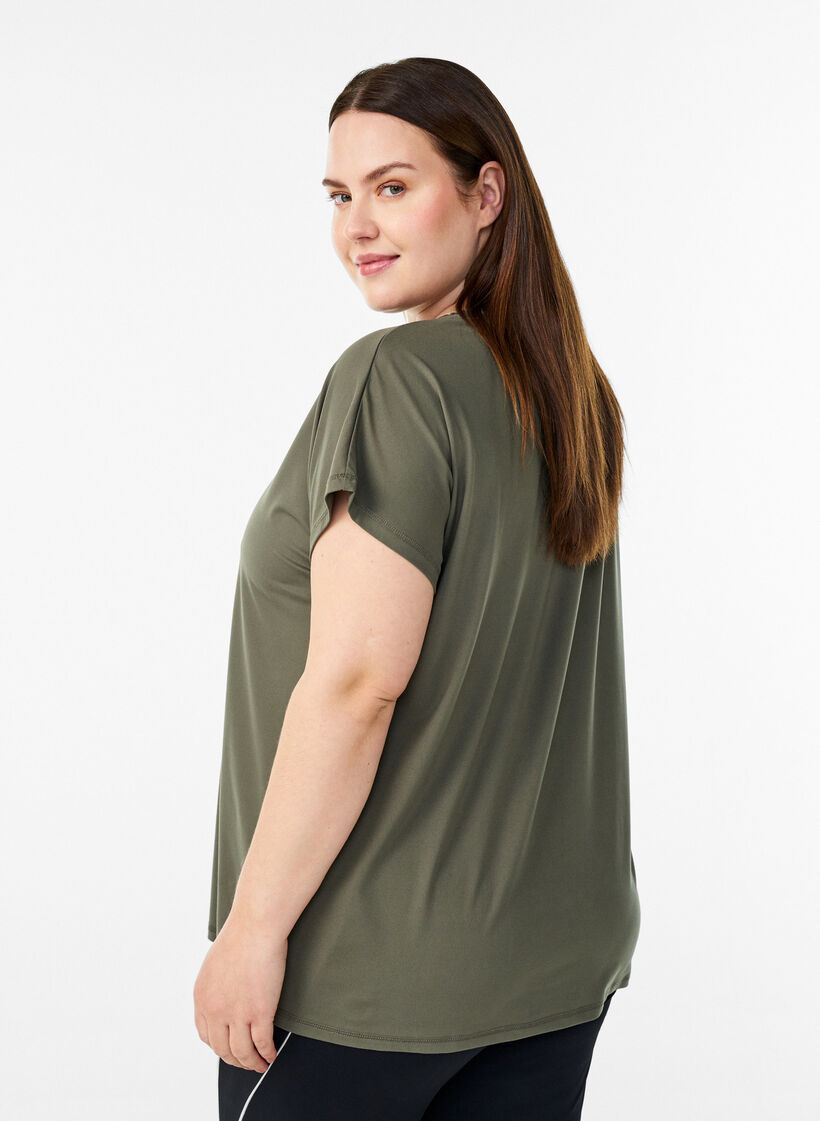 T-shirt de sport couleur unie, Vert, Model image number 2