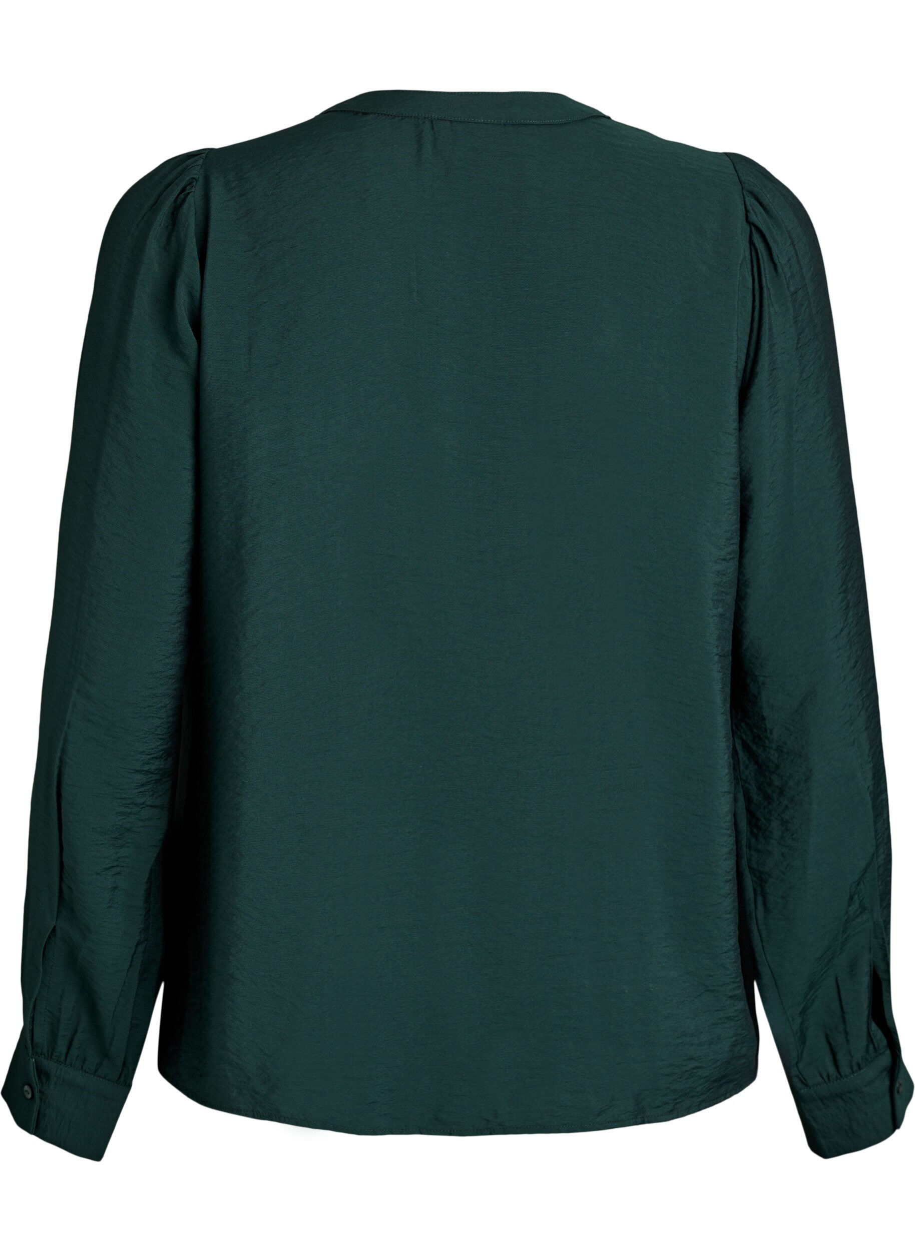 Zizzi Blouse avec col en V et bandes brod&eacute;es, Vert fonc&eacute;, Packshot image number 1