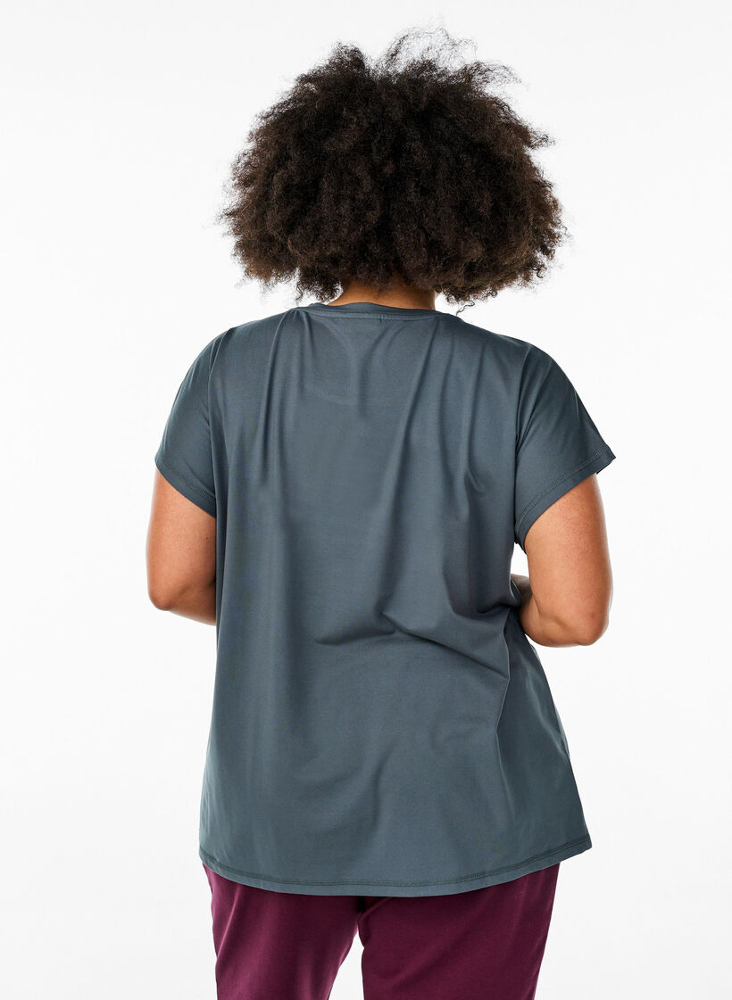 T-shirt de sport couleur unie, Vert foncé, Model image number 2