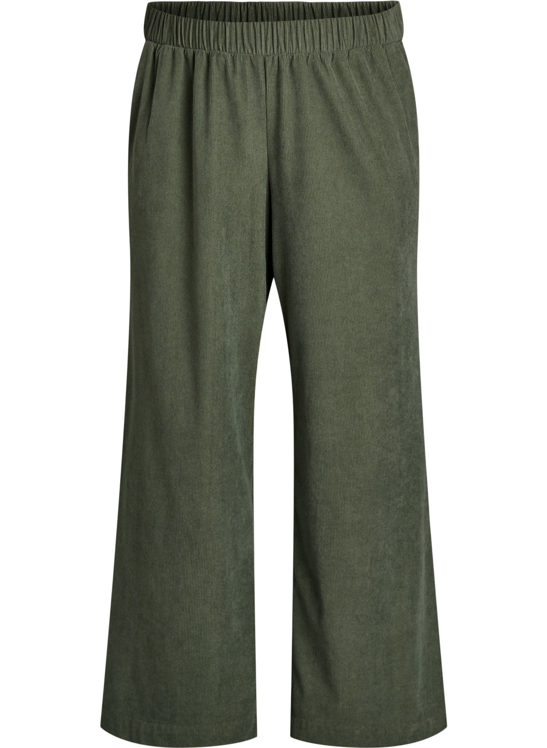 Zizzi Pantalon ample en velours, Vert, Packshot image number 0