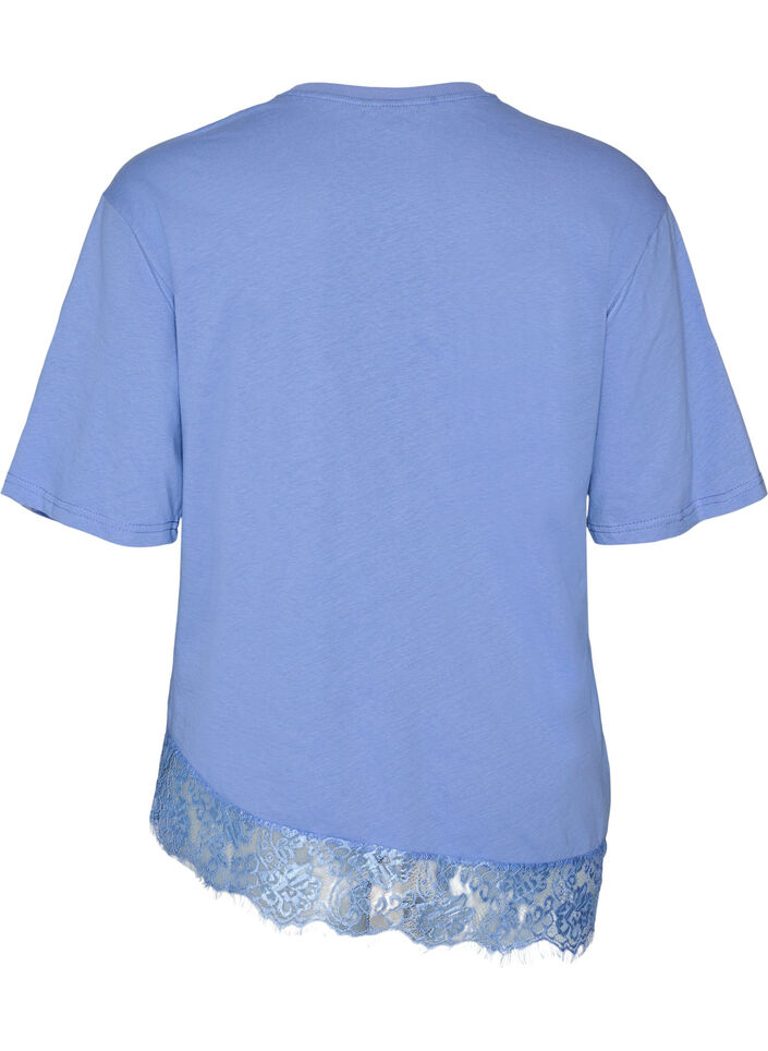 T-Shirt mit asymmetrischem Spitzensaum, lila, Packshot image number 1