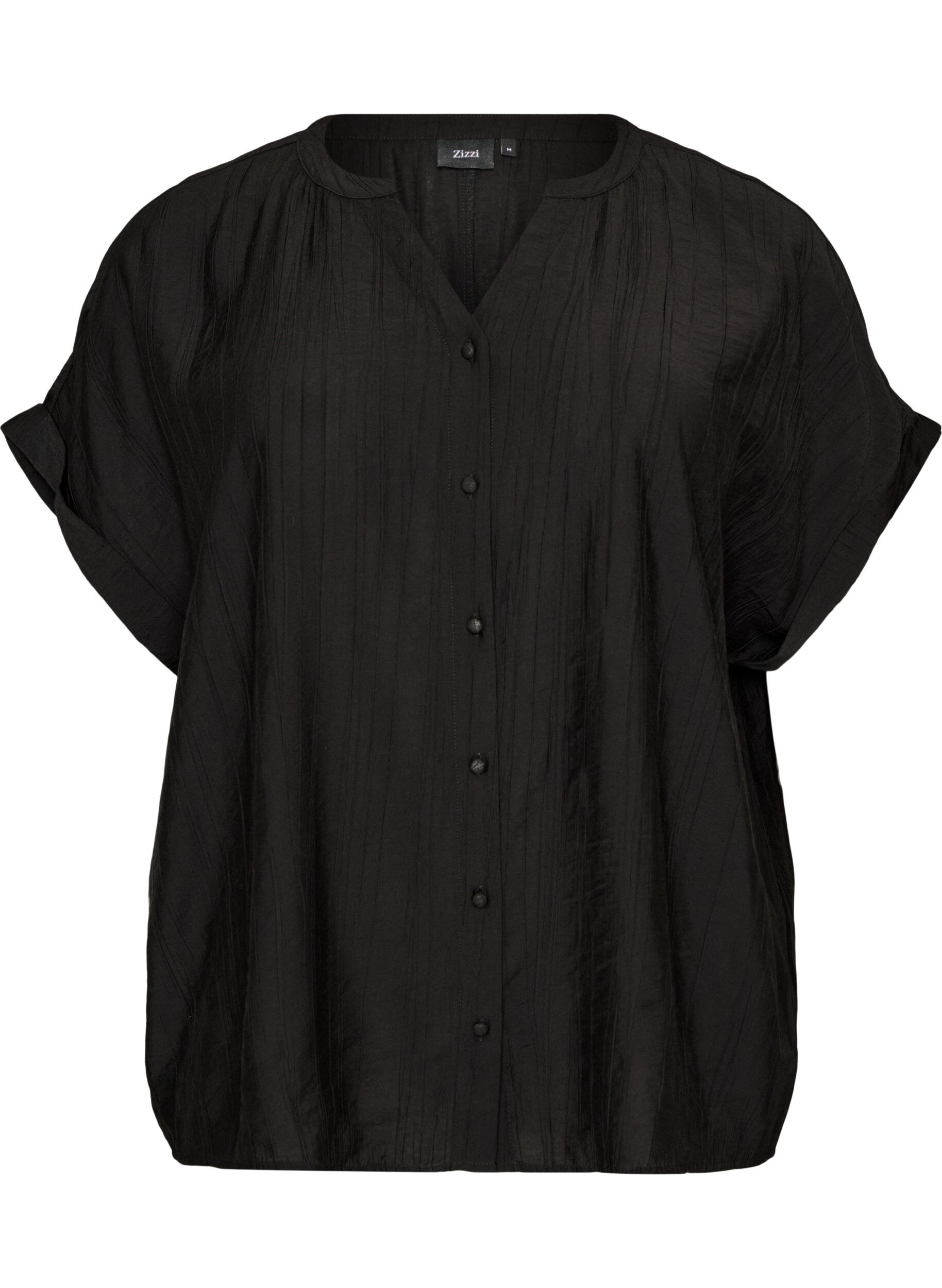 ZizziBluse aus Viskose mit Kn&ouml;pfen und Struktur, Schwarz, Packshot image number 0