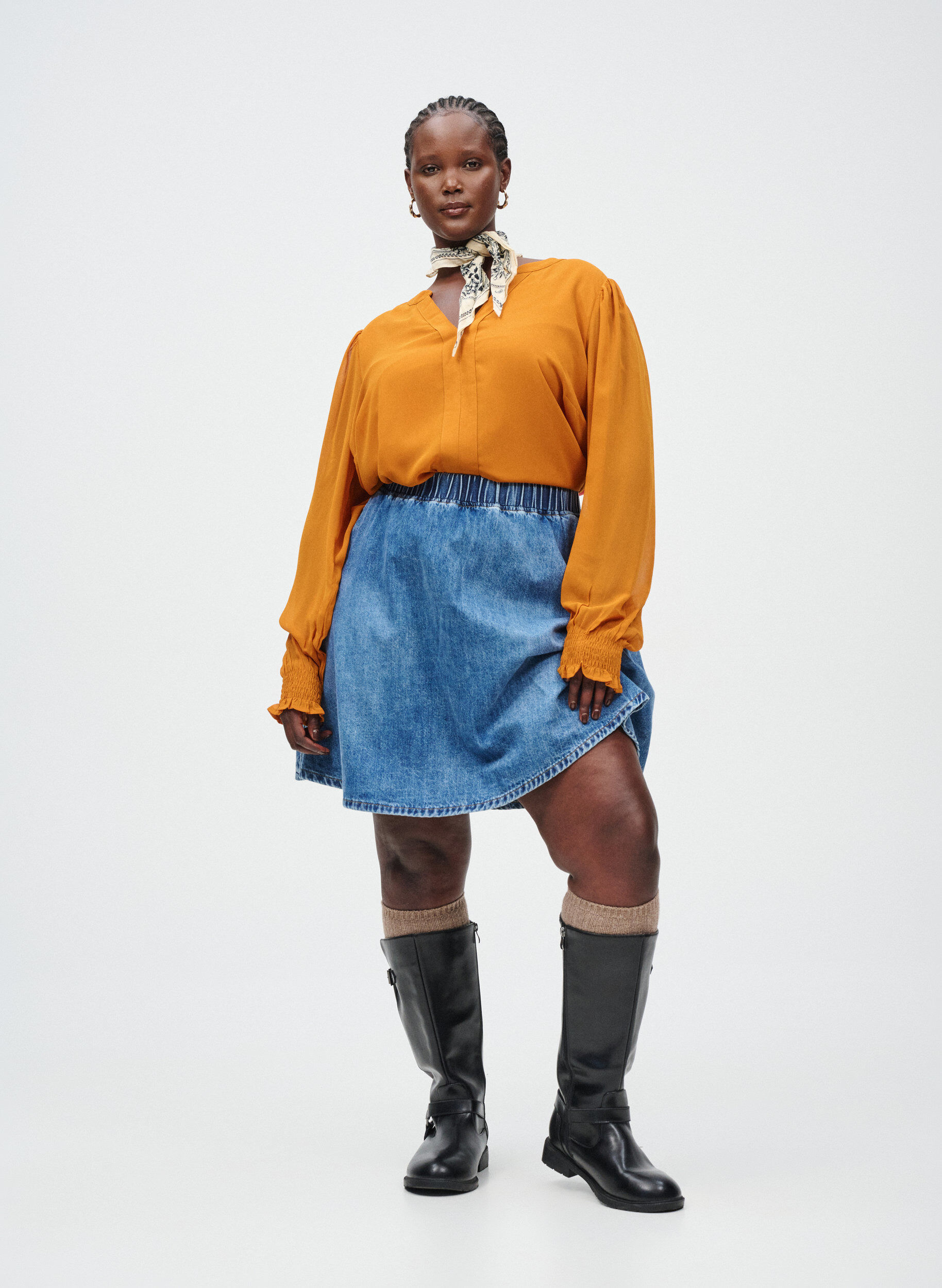 Zizzi Blouse avec manches transparentes et fronces, Orange, Image image number 0