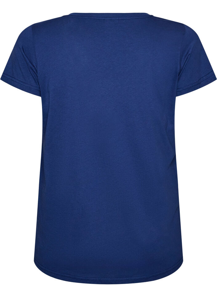 T-Shirt aus Baumwolle mit Frontprint und V-Ausschnitt, 1447, Packshot image number 1