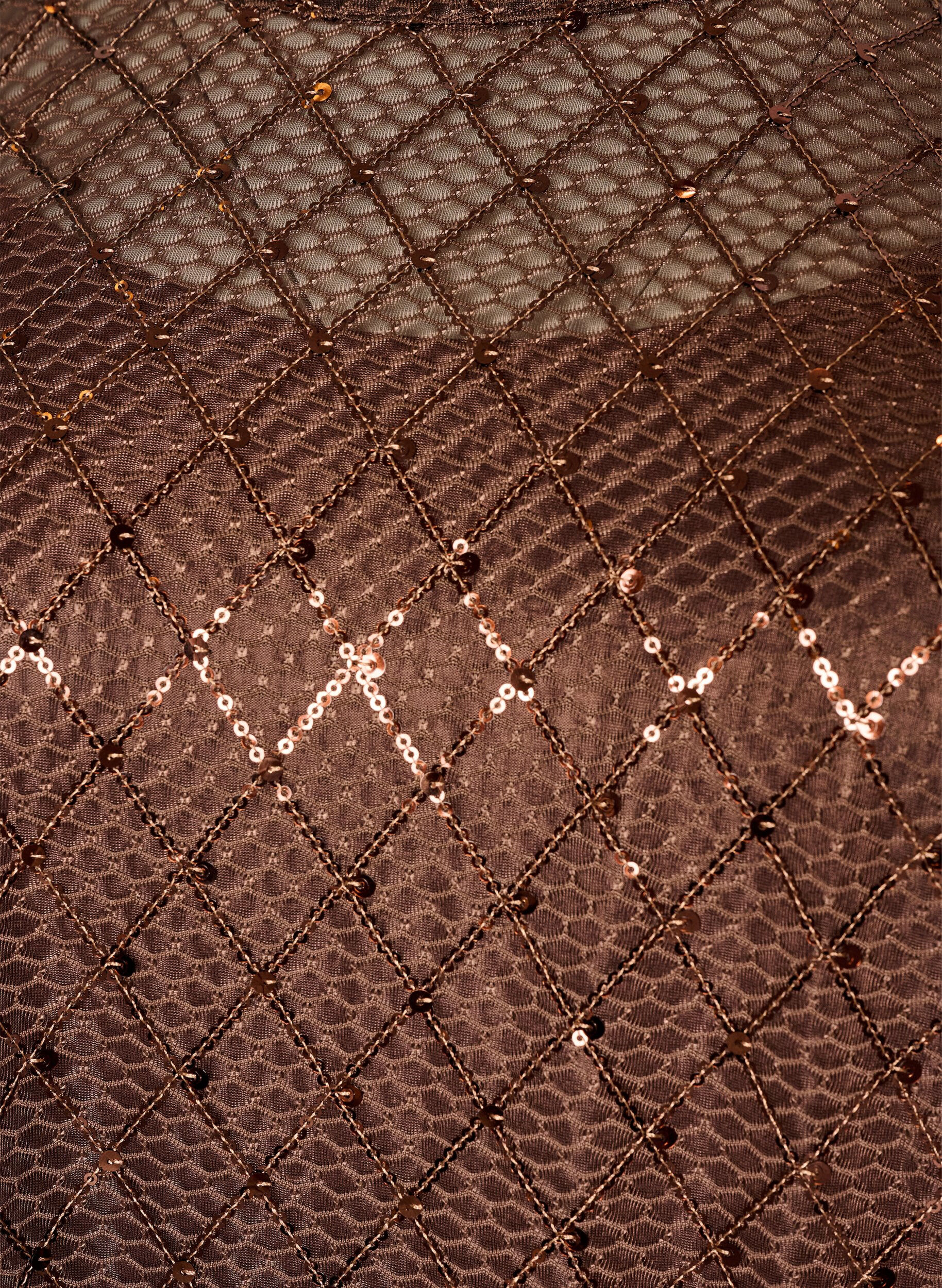 ZizziKurzes Kleid mit Pailletten und Rautenmuster, Braun, Packshot image number 2