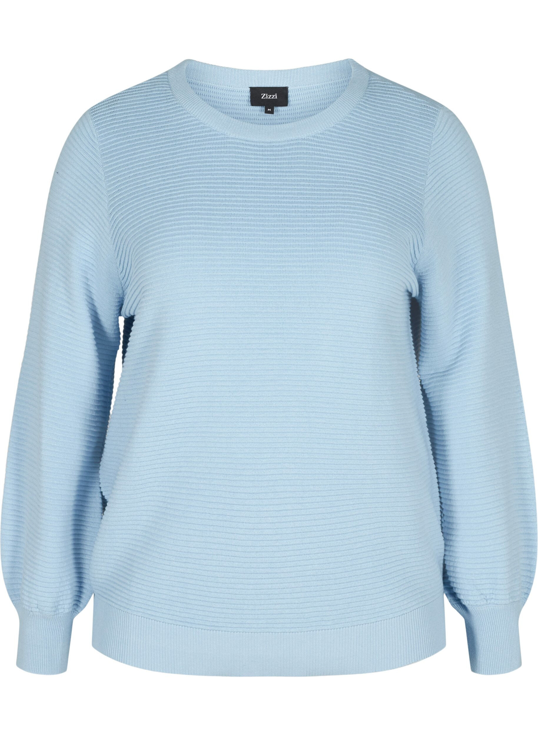 Zizzi Langarm Strickbluse aus Bio-Baumwolle, Chambray Blue, Packshot image number 0