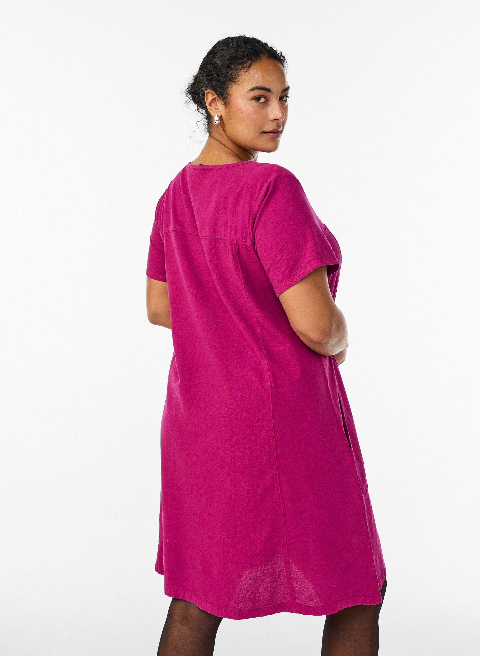 ZizziRobe &agrave; manches courtes en coton, Bordeaux, Model image number 2