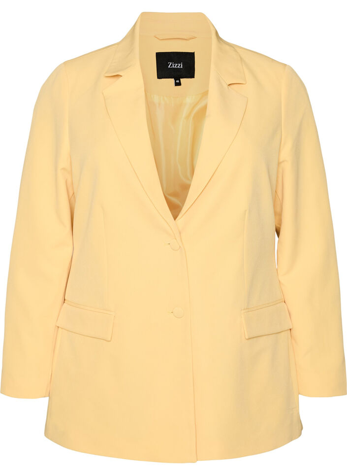 Klassischer Blazer mit Knopfverschluss, Gelb, Packshot image number 0