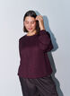 Blouse avec texture verticale et fils scintillants, Bordeaux, Model image number 0