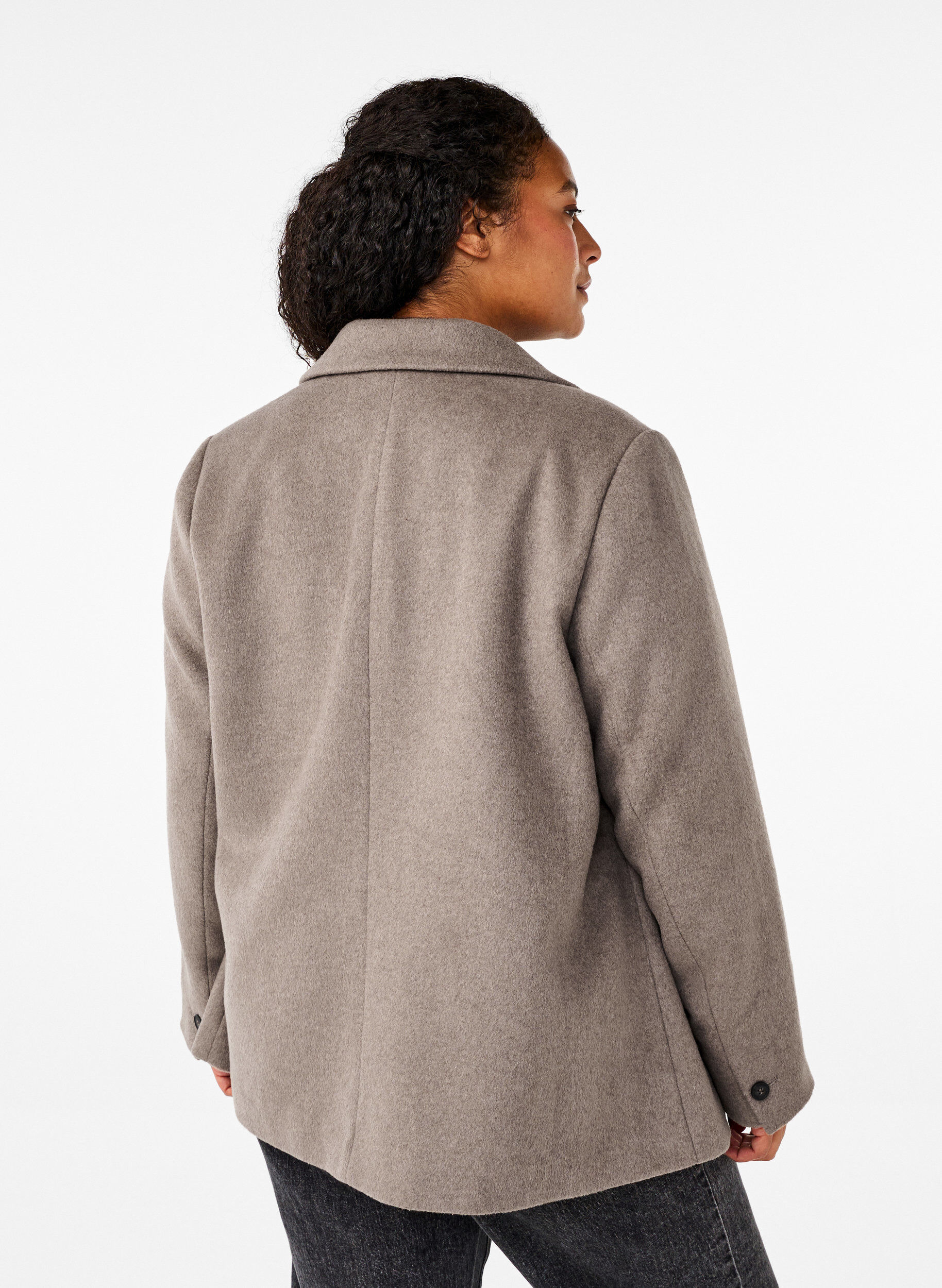 Zizzi Blazer en laine &agrave; texture bross&eacute;e, Gris, Model image number 2