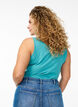 Solide Farbe Grundoberteil aus Baumwolle, Blau, Model image number 2