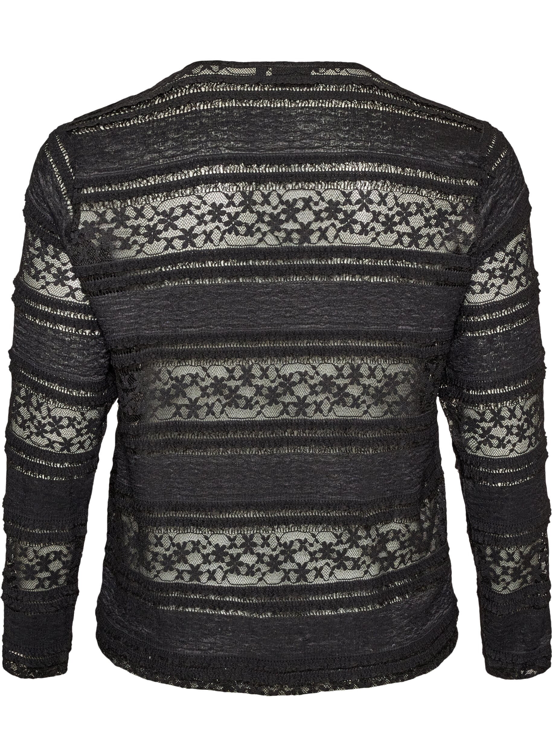 ZizziBluse aus Spitze mit langen &Auml;rmeln, Schwarz, Packshot image number 1