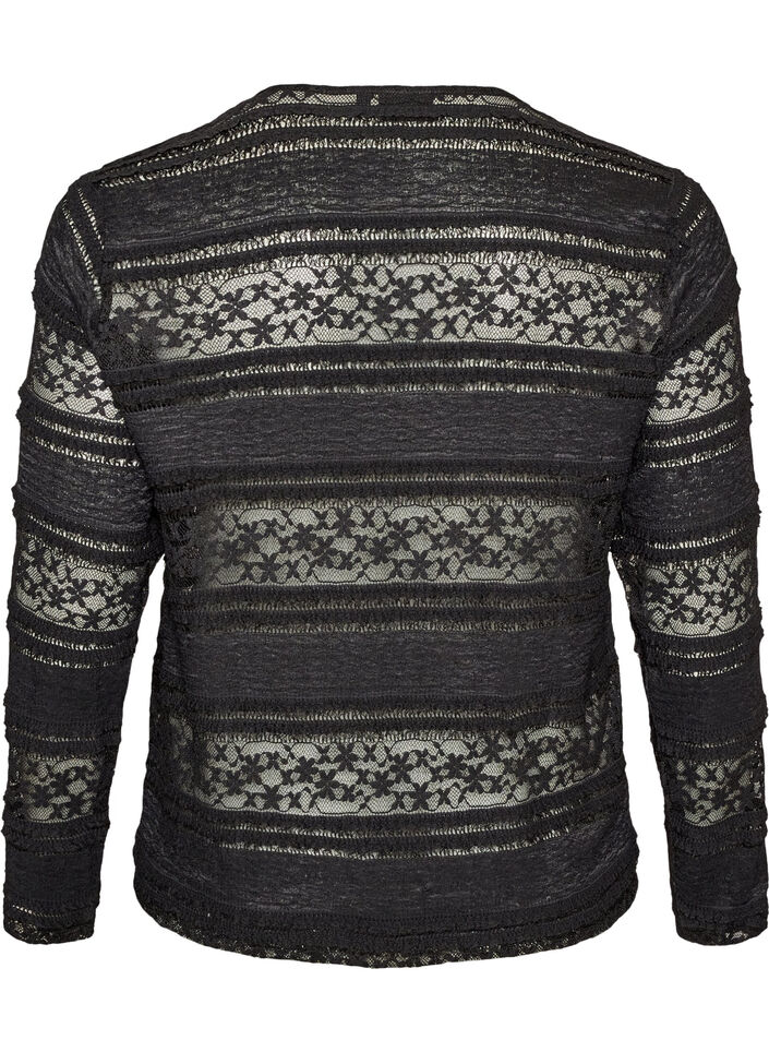 Bluse aus Spitze mit langen &Auml;rmeln, Schwarz, Packshot image number 1