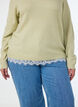 Strickbluse mit Spitzenbesatz am Saum, Gr&uuml;n, Model image number 3