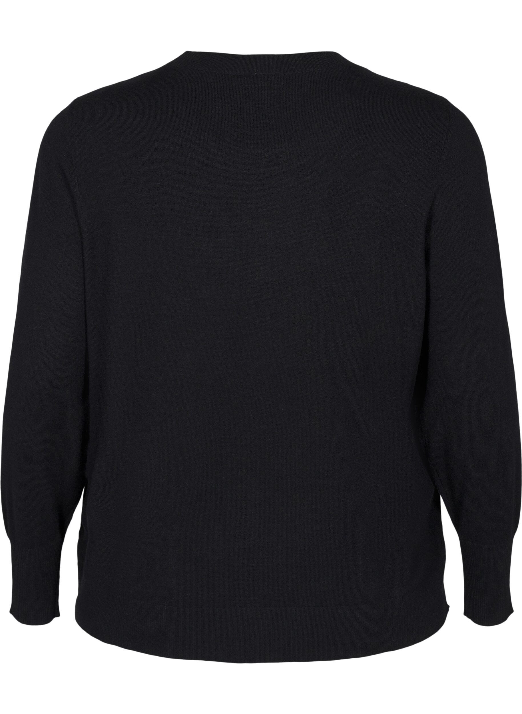 ZizziStrickpullover mit Rundhalsausschnitt, Schwarz, Packshot image number 1